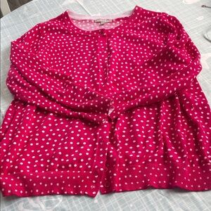 Woman Within Pink and White Polka Dot Knit